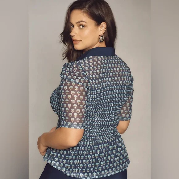 Mauve Smocked Polo Top - Picture 2 of 6